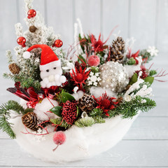 Fototapeta na wymiar Christmas floristic composition