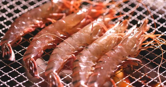 Delicious prawn on the grill, BBQ shrimp