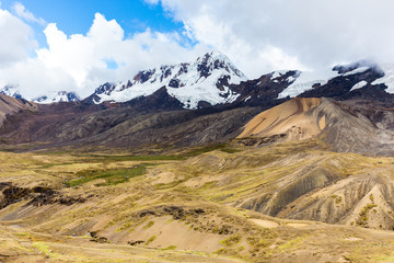 Glacier Cordillera Vilcanota scenic landscape mountains ridge peaks Peru.