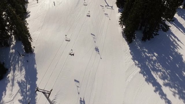 High Above Aerial View Mt Bachelor Ski Slope Lift Oregon
