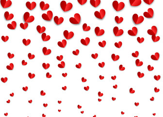 love origami Valentine lettering text design web banner. Happy Valentines Day greeting card. Realistic 3d red paper heart shape. Holiday illustration. Valentine's day symbol.