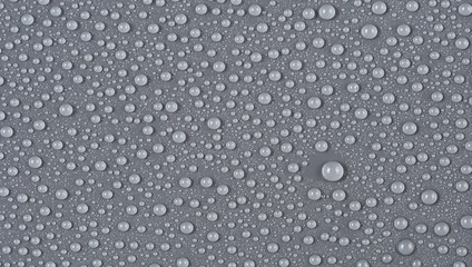 Texture of water drops on a gray background
