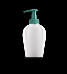 White perfume bottle on a black background