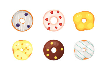 Catoon donut with glaze vector illustration isolated.