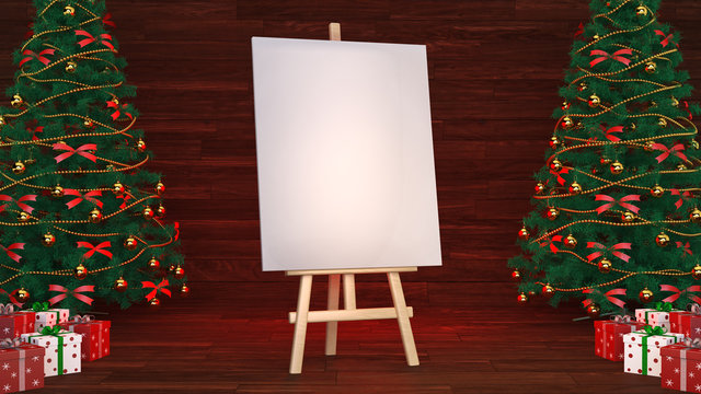 New year empty canvas wooden background