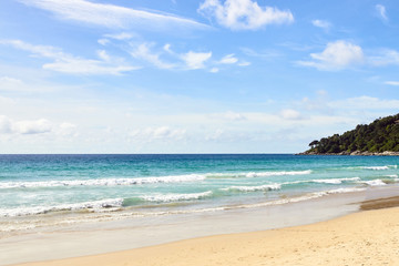 Relax on beach. Blue sea. Sunny day