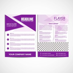 Abstract Purple Color Flyer Template, Size A4,  Vector, Illustration