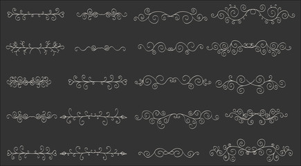 Set of horizontal hand-drawn patterned banners 