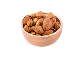 almonds baked on a white background
