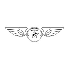 wings emblem with star vector illustration design