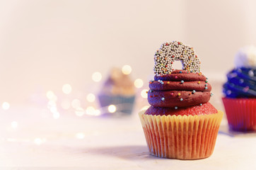 Beautiful homemade cupcake with sprinkles , shallow depth of field