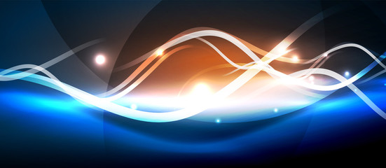 Bright neon lines wave