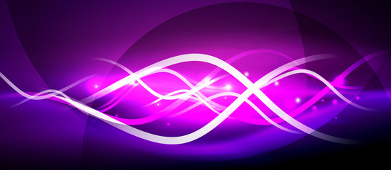 Bright neon lines wave