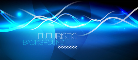 Bright neon lines wave