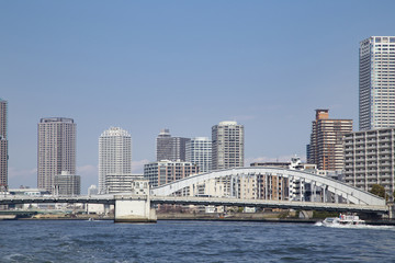 Kachidoki bridge and Sumida river