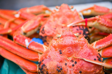 Delicious grilled crab for sell at Kuromon Ichiba Market