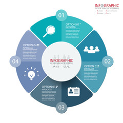 Vector abstract element infographics 4 option. Design for business or finance template layout, brochure, workflow, information or presentation and other. Can add infodata and icon. Abstract 3D vector.