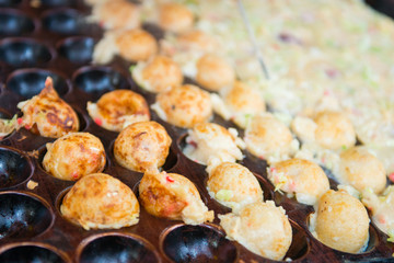Fried octopus dough balls or Takoyaki