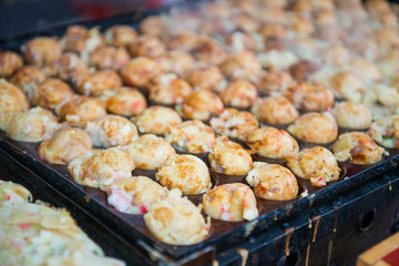 Fried octopus dough balls or Takoyaki