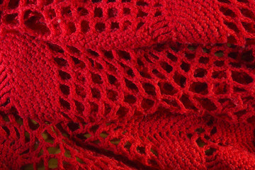 Red knitted shawl