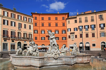 Fototapeta na wymiar Baroque fountain by Bernini, Piazza Navona, Rome