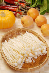Fresh flammulina in a basket