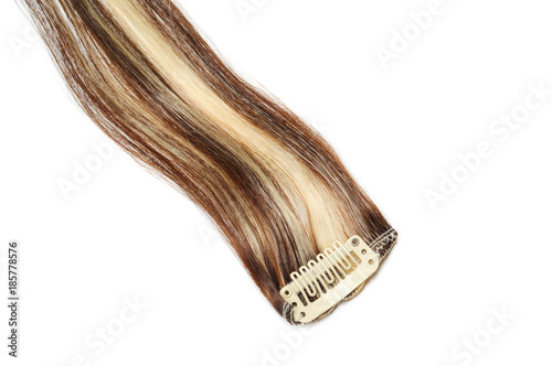 Clip In Straight Dark Brown Human Hair Extensions Mixed With Auburn