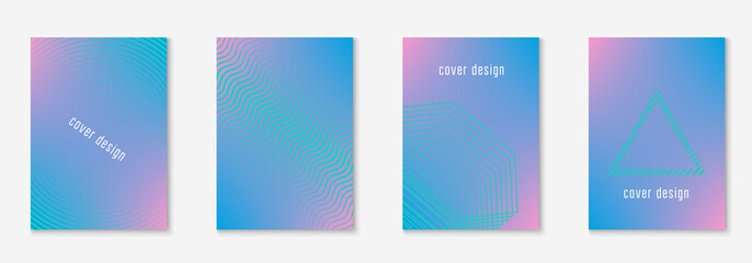 Minimal trendy covers. Vector halftone gradients. Geometric future template for flyer, poster, brochure and invitation. Minimalistic colorful cover. Set of EPS 10 illustration.