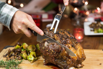 Cutting a Medium Rare Prime Rib Roast