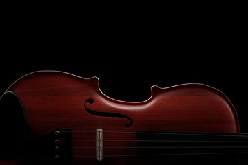 Classical Wooden Violin with Bow. 3d Rendering