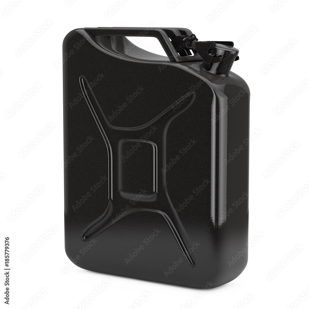 Poster black metal jerrycan with free space for yours design. 3d rendering