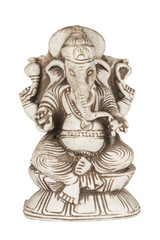 Fototapeta na wymiar Beautiful Ancient Stone Figurine of Hindu God of Wisdom and Prosperity Ganesh (Ganapati- Elephant God).