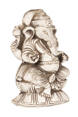 Fototapeta na wymiar Beautiful Ancient Stone Figurine of Hindu God of Wisdom and Prosperity Ganesh (Ganapati- Elephant God).