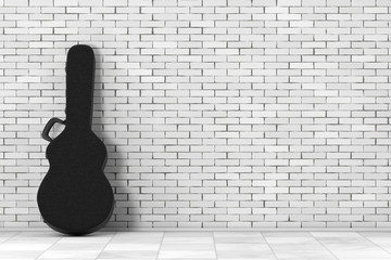 Acoustic Guitar Black Leather Hard Case. 3d Rendering