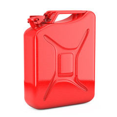 Red Metal Jerrycan with Free Space for Yours Design. 3d Rendering - obrazy, fototapety, plakaty