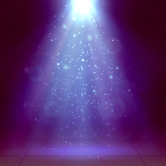 Violet and blue spotlights, ray, fog, smoke, Disco, Light Effect. Winter, new year, cristmas. Vector illustration