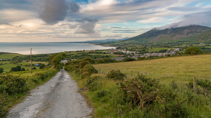 Fototapeta na wymiar Welsh landscape on the Llyn Peninsula - view over Trefor, Gwynedd, Wales, UK