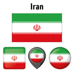 Flag illustration of Iran, and several icons. Ideal for catalogs of institutional materials and geography