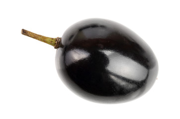 Dark grapes isolated on white background, top view. Flat lay