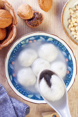 Close up of sesame tangyuan   