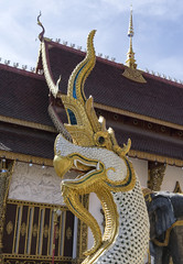 Fototapeta na wymiar Dragon statue at a temple in Chiang Mai Thailand