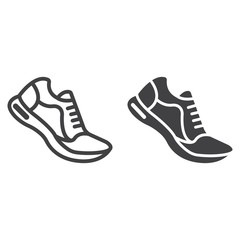 Running shoes line and glyph icon, fitness and sport, gym sign vector graphics, a linear pattern on a white background, eps 10. - obrazy, fototapety, plakaty