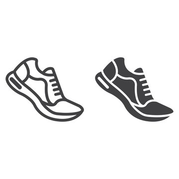 Running shoes line and glyph icon, fitness and sport, gym sign vector graphics, a linear pattern on a white background, eps 10.