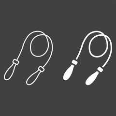 Jumping rope line and glyph icon, fitness and sport, skipping rope sign vector graphics, a linear pattern on a black background, eps 10.