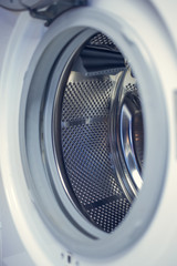 washing machine - close-up. The texture of the drum. Door