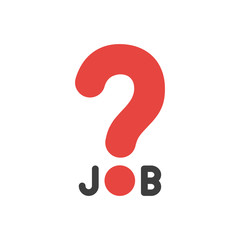 Flat design vector concept of job word with question mark