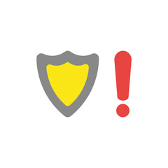 Flat design vector concept of shield guard with exclamation mark