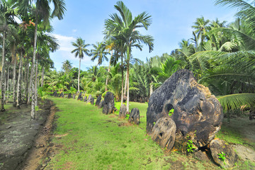 Rai, or stone money in Gael bank on the island of Yap, Micronesia
 - obrazy, fototapety, plakaty