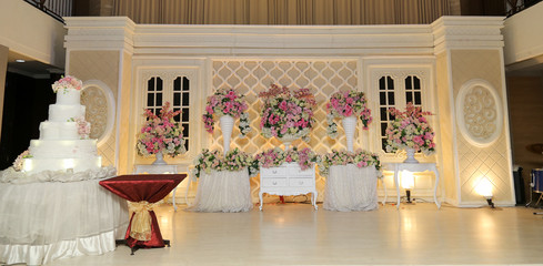 Colorful themed wedding stage decoration asian wedding