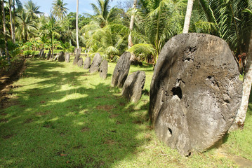 Rai, or stone money in Gael bank on the island of Yap, Micronesia   © robnaw